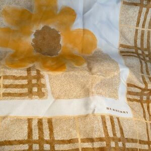 Burberry Yellow and Brown Floral Check Scarf